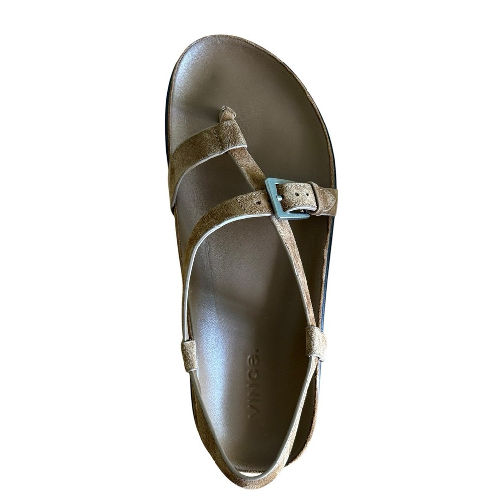 Vince Franca Strappy Sandals Womens 7 Brown Leather Suede Buckle Unworn - Picture 6 of 9